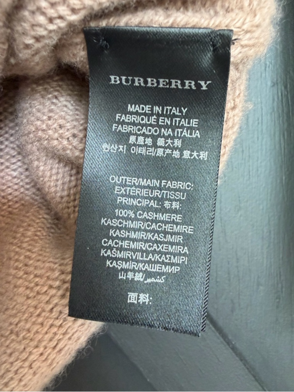 Burberry 100% Cashmere V-Neck Sweater in Dusty Pink/Tan, Size Small - Picture 7 of 8